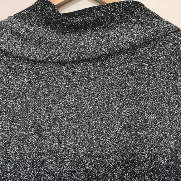 LAURA black silver metallic shimmery cowl neck long sleeve dressy shirt Small - Picture 6 of 10